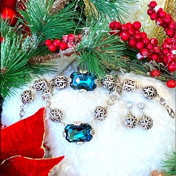 Brighton Jewelry - Brighton CRYSTAL BALL Blue Swarovski Crystal Necklace Bracelet Earrings